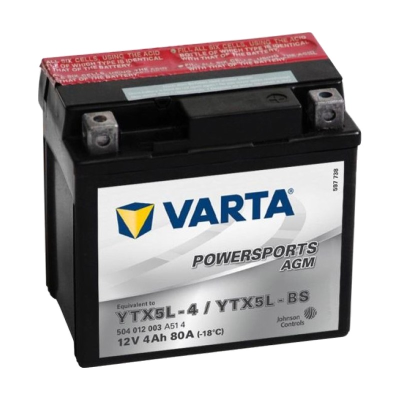 Акумулятор VARTA 12V 4Ah 80A (YTX5L-BS) AGM сухозаряджена