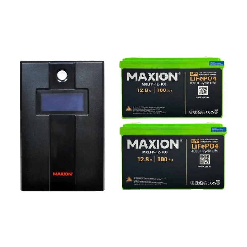 Комплект резервного живлення 24V (Інв._1.0 кВт + Акум. LiFePO4_1,28 кВт-2шт.) MAXION