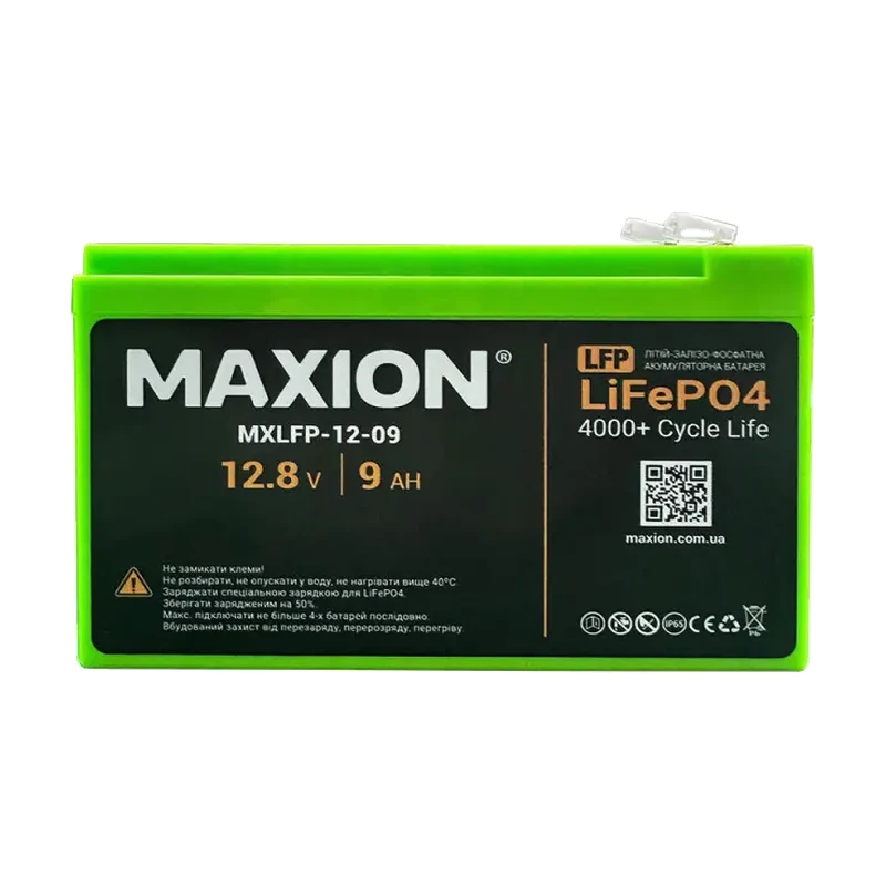 Акумулятор LiFePO4 12-9Ah MAXION (MXLFP-12-09)