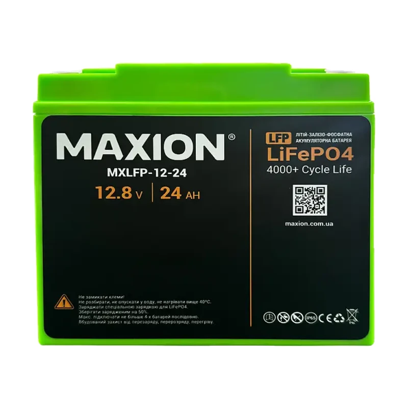 Акумулятор LiFePO4 12-24Ah MAXION (MXLFP-12-24)