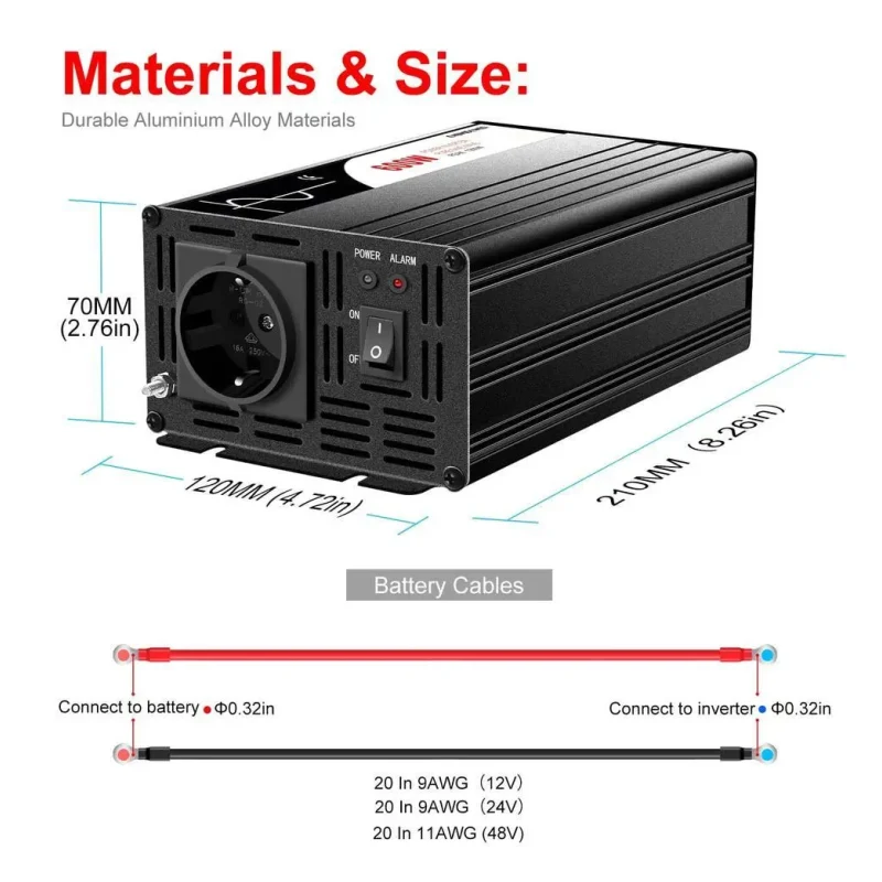 ИНВЕРТОР (12/220V) ПРАВ.синус CNSWIPOWER (600-1200Вт)