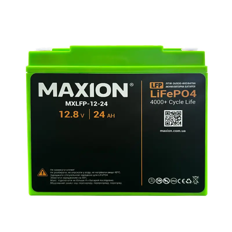 ▻ Купить Аккумулятор LiFePO4 12-24Ah MAXION (MXLFP-12-24) - Акумбаза